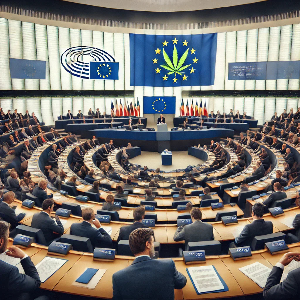 Parlamento Europeo durante una sessione sulla regolamentazione della canapa