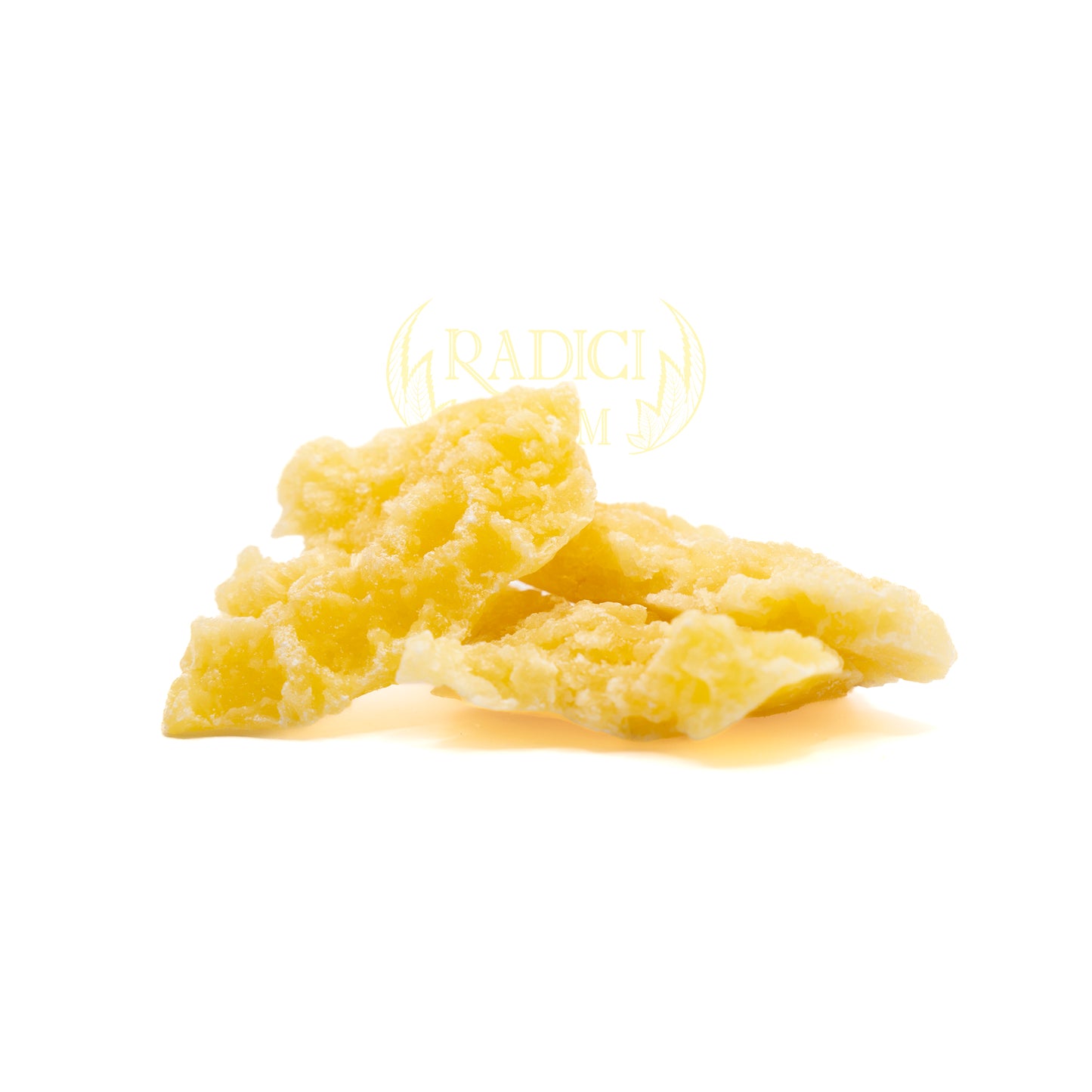 Shatter CBD struttura vetrosa, colore giallo opaco, estrazione concentrata